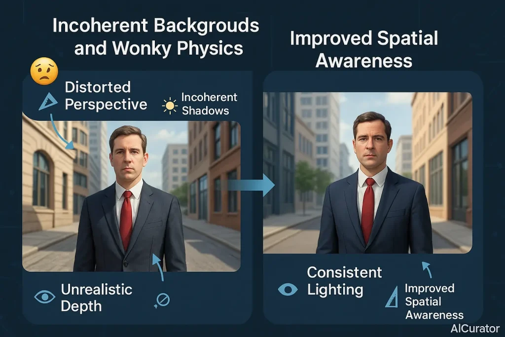 Incoherent Backgrounds and Wonky Physics in AI Image