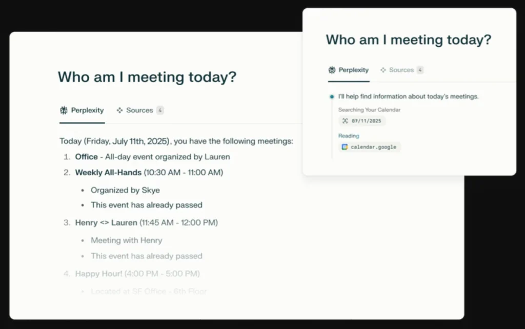 Asking Perplexity Comet to manage your email & calendar