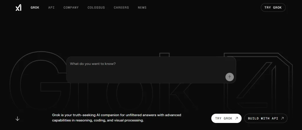 Grok 4 Homepage