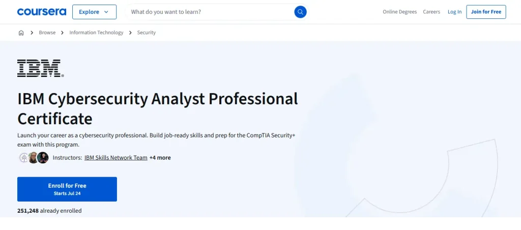 IBM Cybersecurity Analyst Professional Certificate
