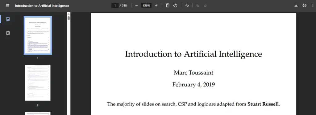 Introduction to Artificial Intelligence by Marc Toussaint