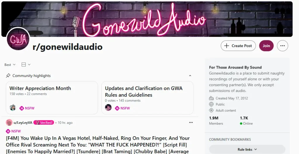 NSFW Subreddit rGoneWildAudio