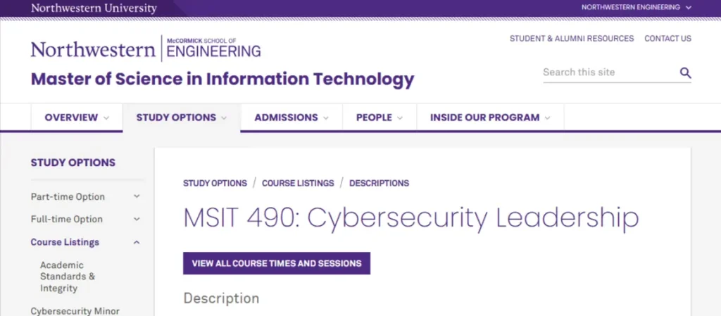 Northwestern Cybersecurity Leadership