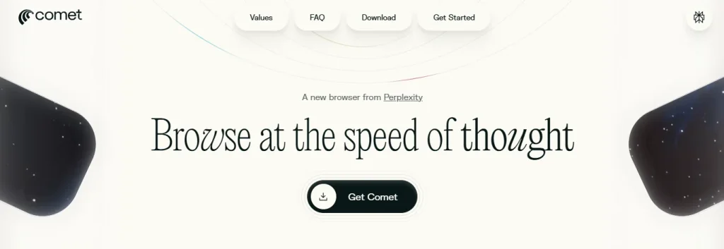 Perplexity Comet Browser Homepage