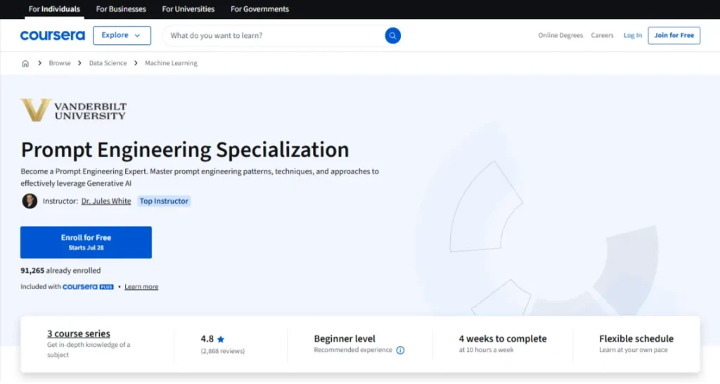 Prompt Engineering Specialisation (Vanderbilt University)