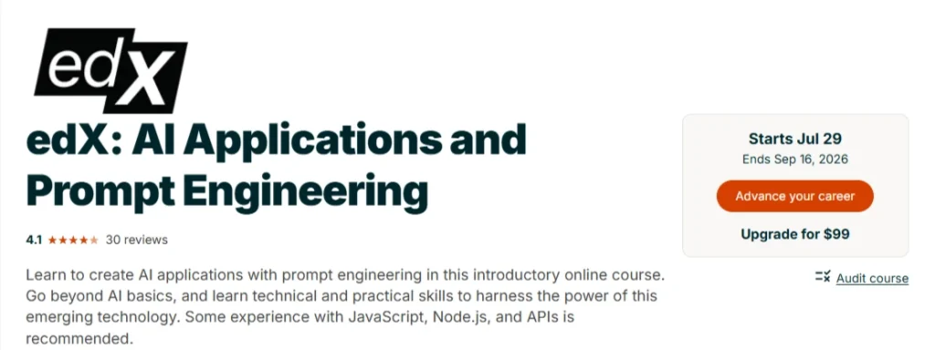 edX AI Applications and Prompt Engineering