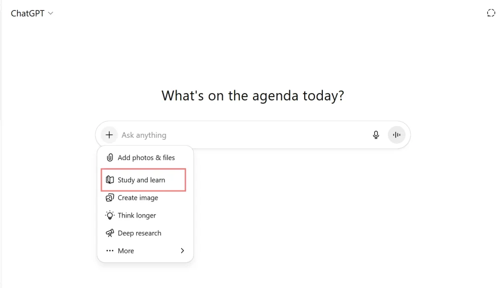 Getting started with ChatGPT Study Mode