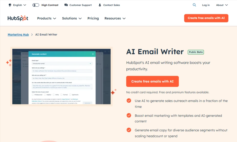 HubSpot AI Email Writer