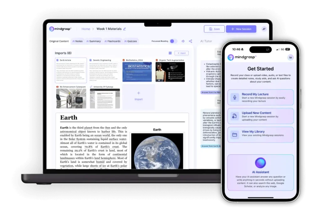 Mindgrasp AI Enhanced Learning Support