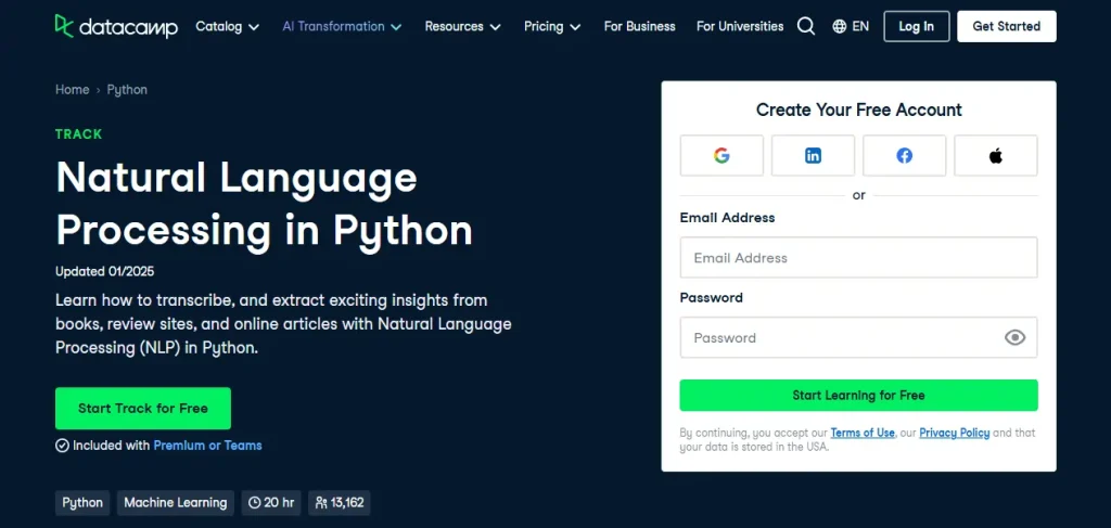 Natural Language Processing in Python (Datacamp)