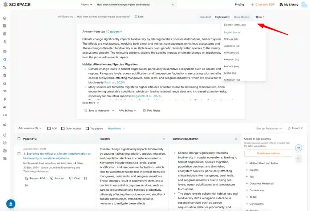 SciSpace Language Support