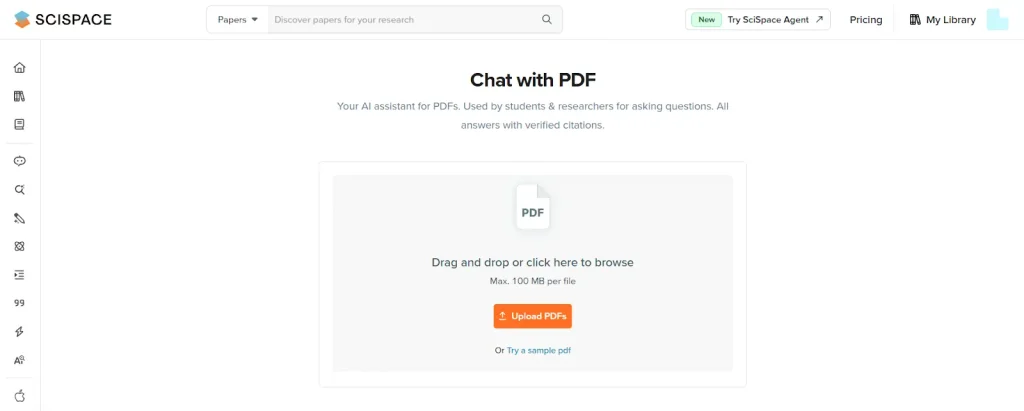SciSpace Research Analysis Capabilities- Chat with PDF