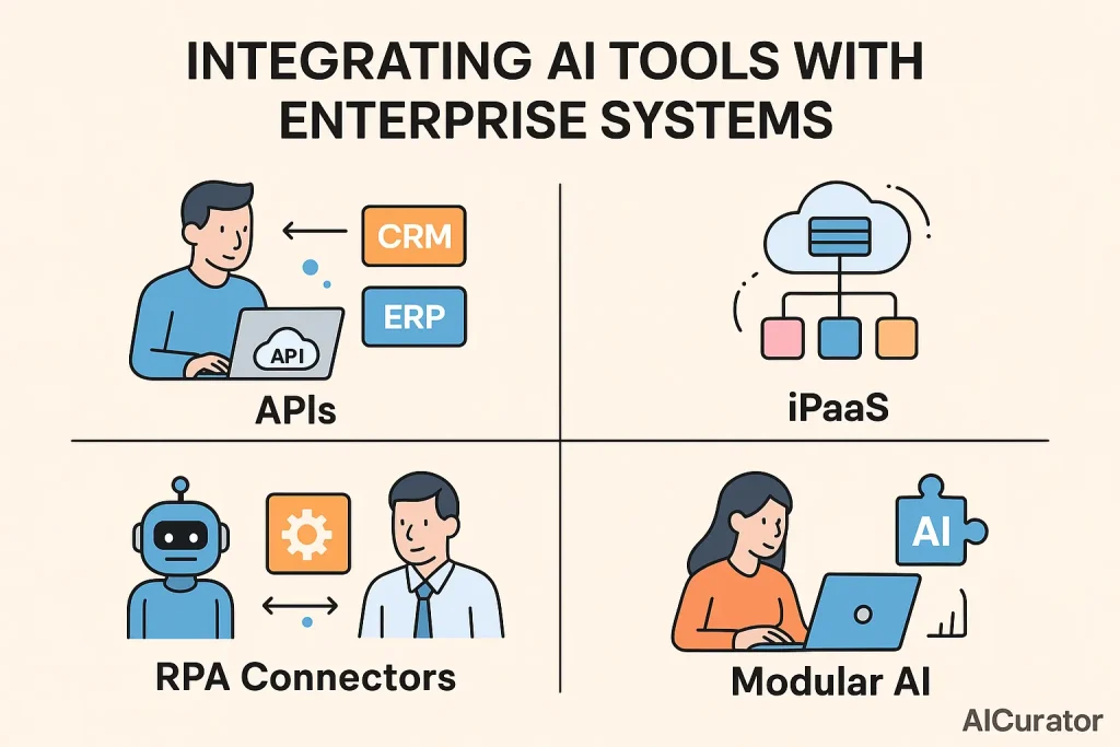 AI integration methods with enterprise systems illustration