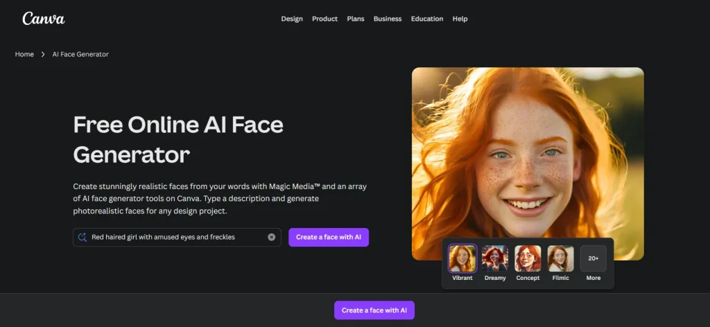 Canva’s AI Face Generator 