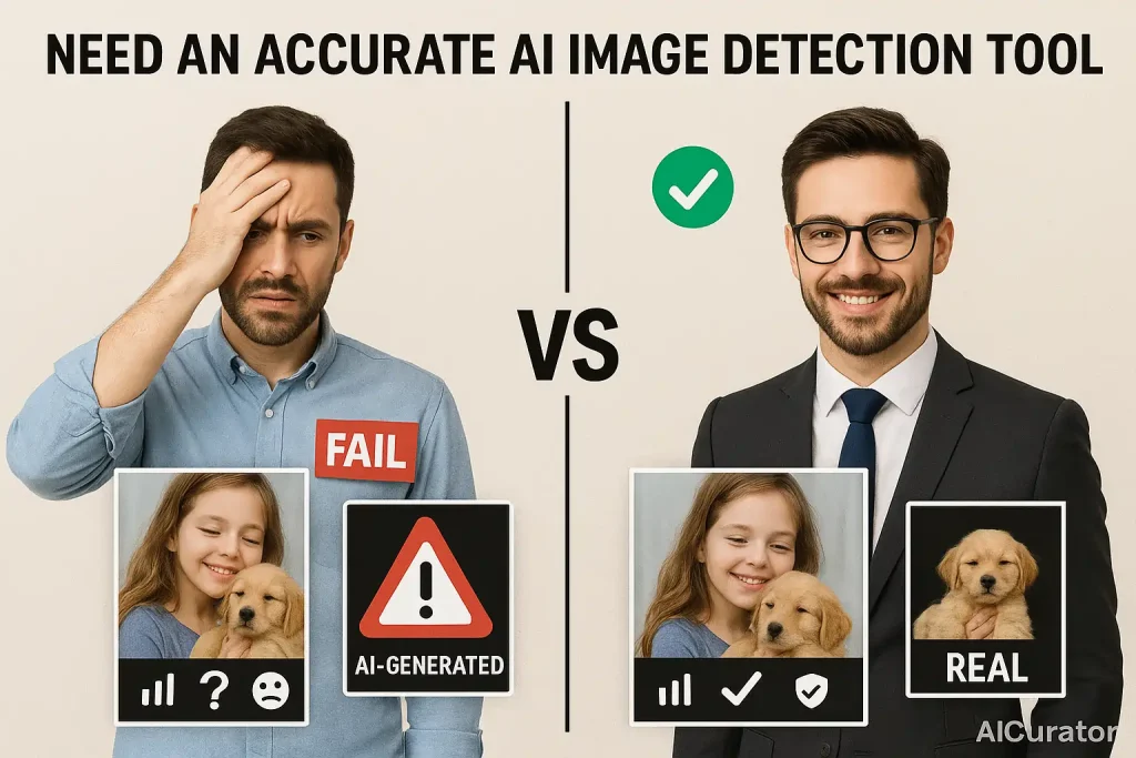 Confused man vs confident man AI Image detection