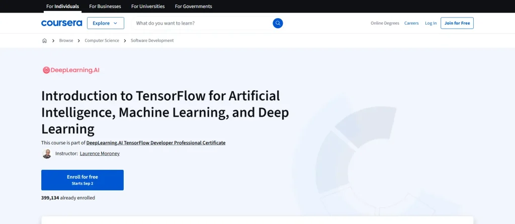 TensorFlow for Artificial Intelligence, Machine Learning, and Deep Learning