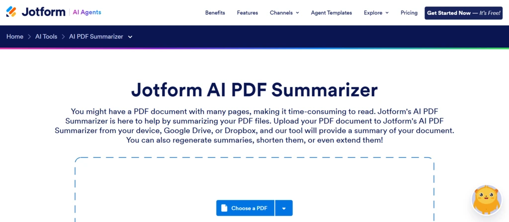 Jotform’s AI PDF Summarizer