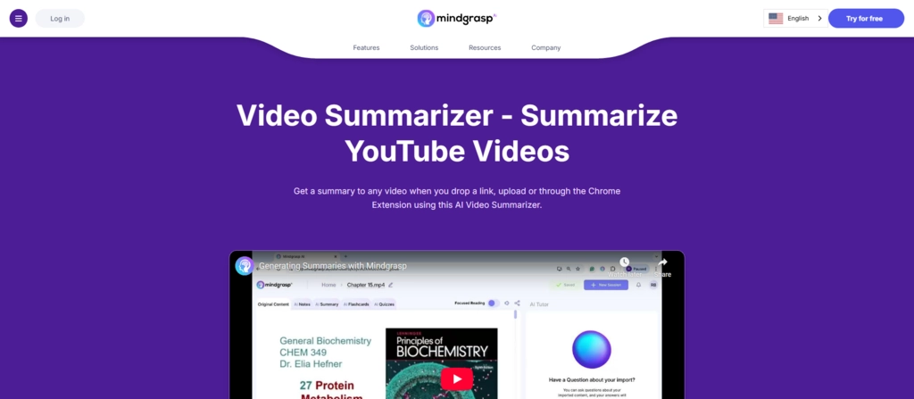 Mindgrasp Youtube ai-summerizer