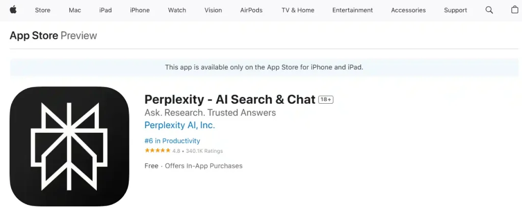 Perplexity AI Assistant for iPhone