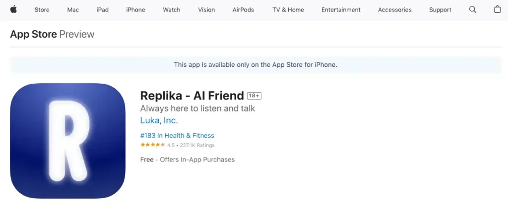 Replika AI Assistant for iPhone