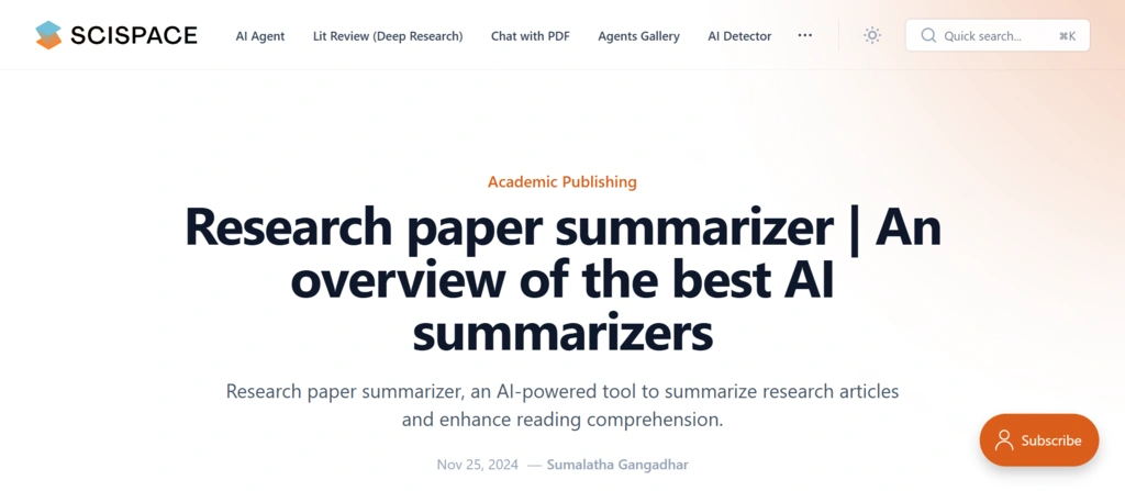 SciSpace Research paper summarizer