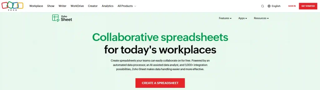 Zoho Sheet