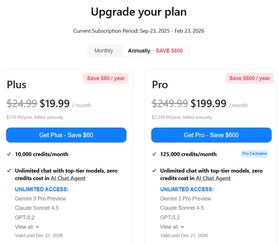 Visit the Genspark pricing page